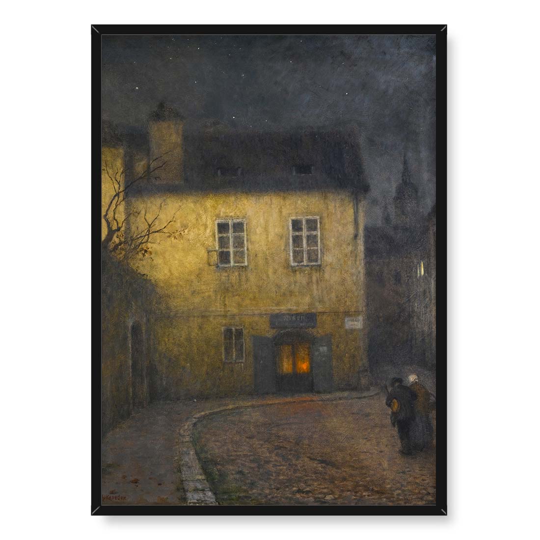 Jakub Schikaneder Narożnik ulicy w Pradze 50x70