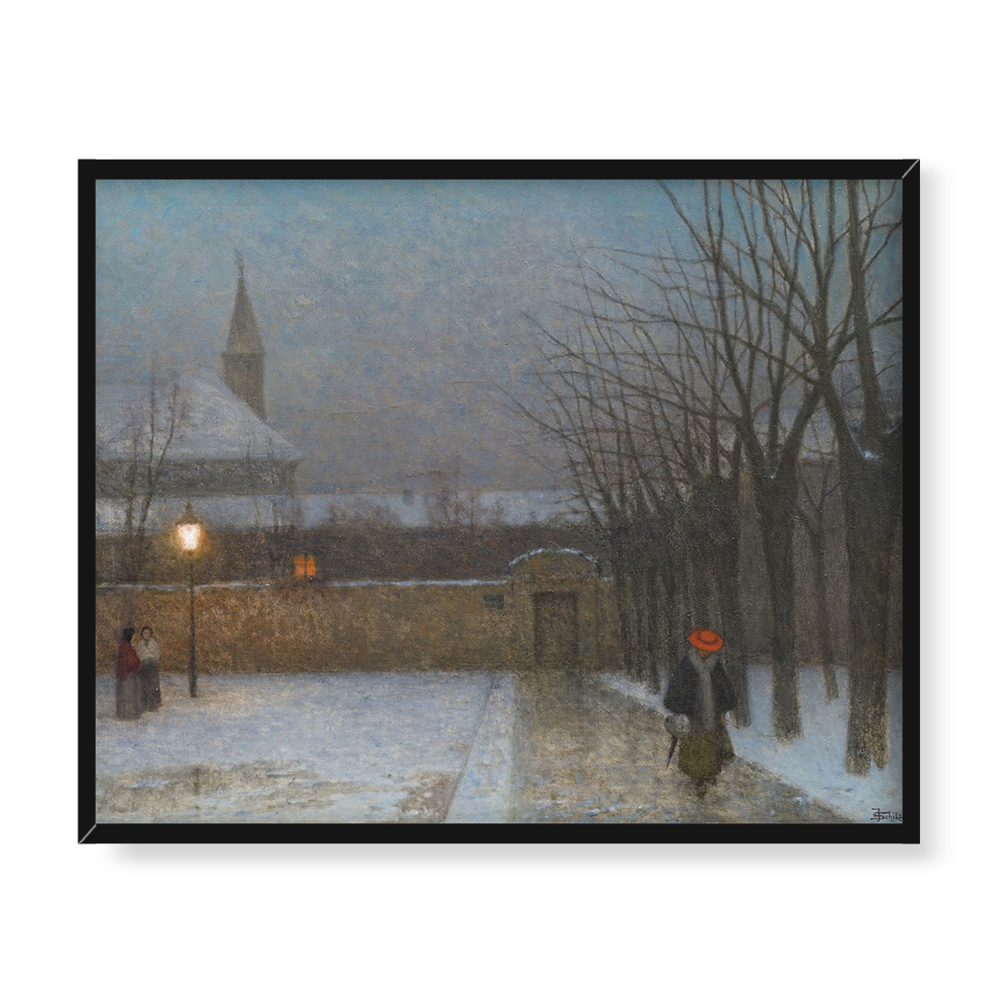 Jakub Schikaneder Zimowy wieczór w Pradze 50x40 w RAMIE