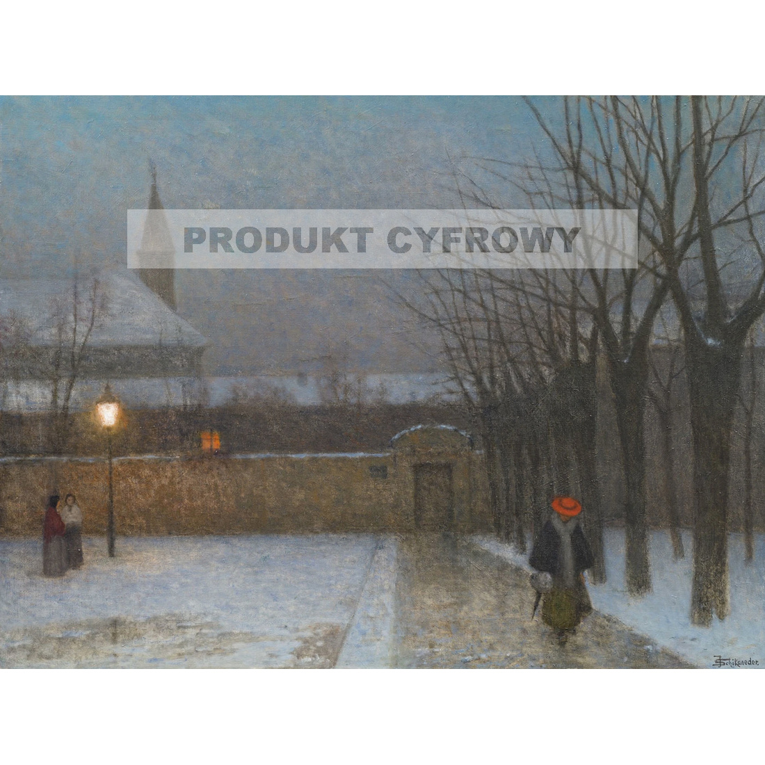 Jakub Schikaneder Zimowy wieczór w Pradze — produkt cyfrowy do pobrania