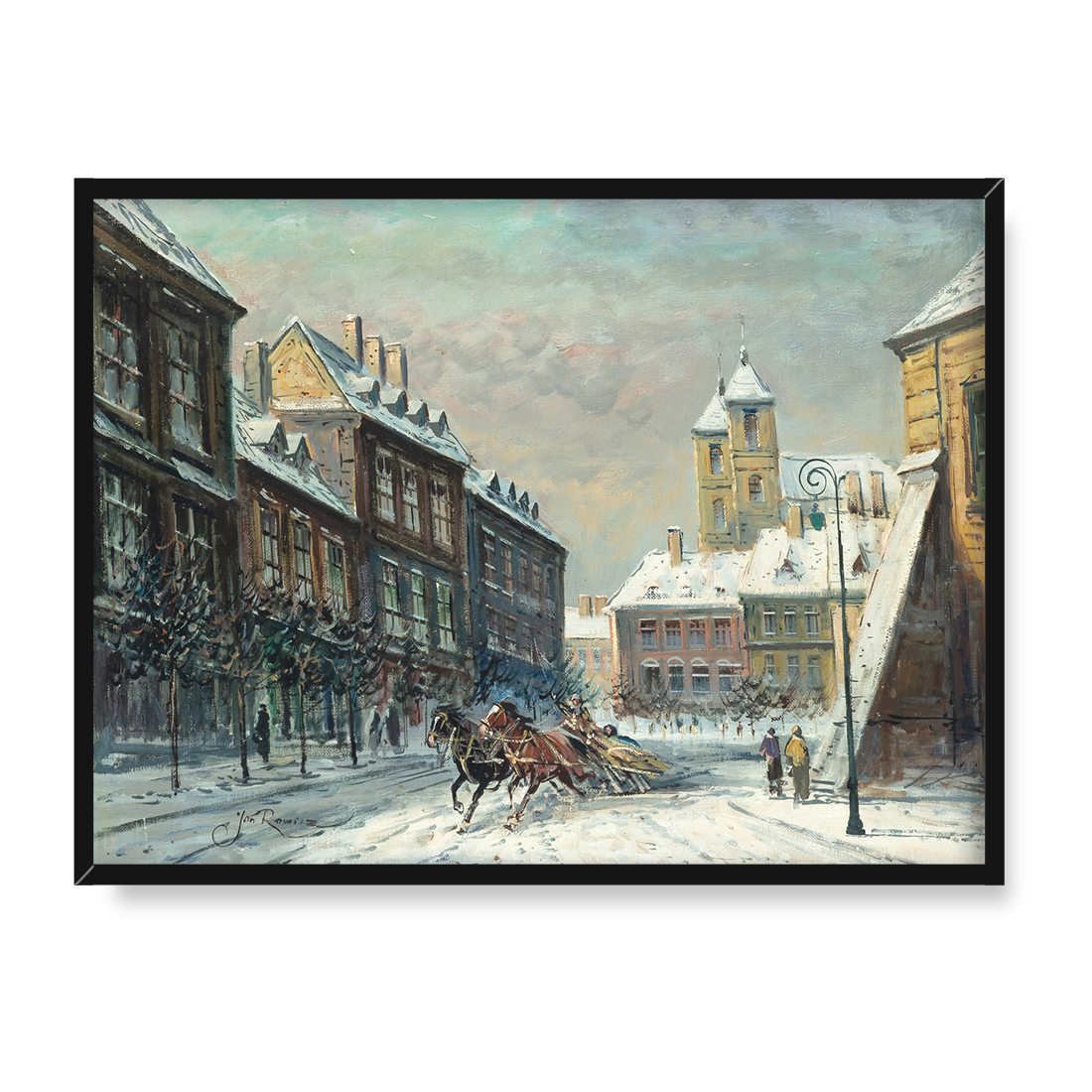 Jan Rawicz Zimowy widok miejski 30x40