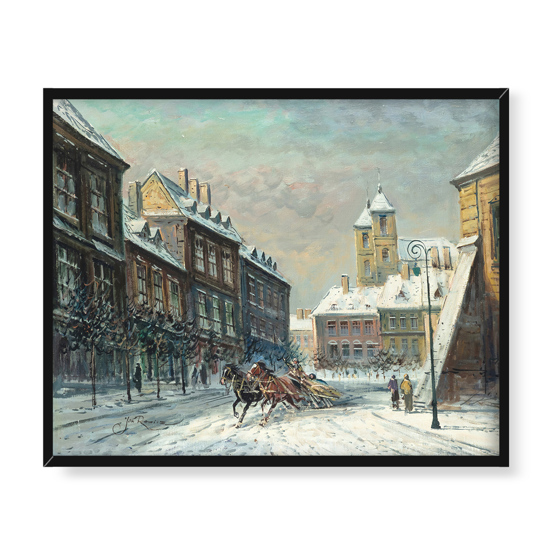 Jan Rawicz Zimowy widok miejski 50x40