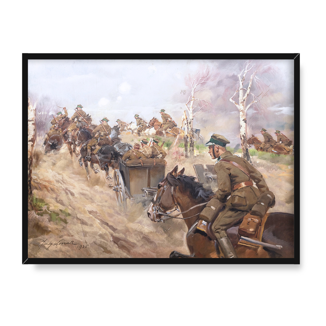 Jerzy Kossak Działon artylerii zajeżdża na pozycję 30x40