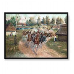 Jerzy Kossak Jadą ułani przez wieś 70×50
