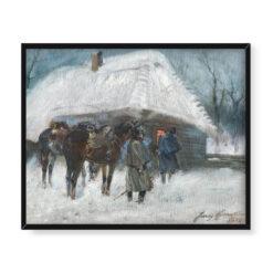Jerzy Kossak Kirasjerzy przed chatą 50×40