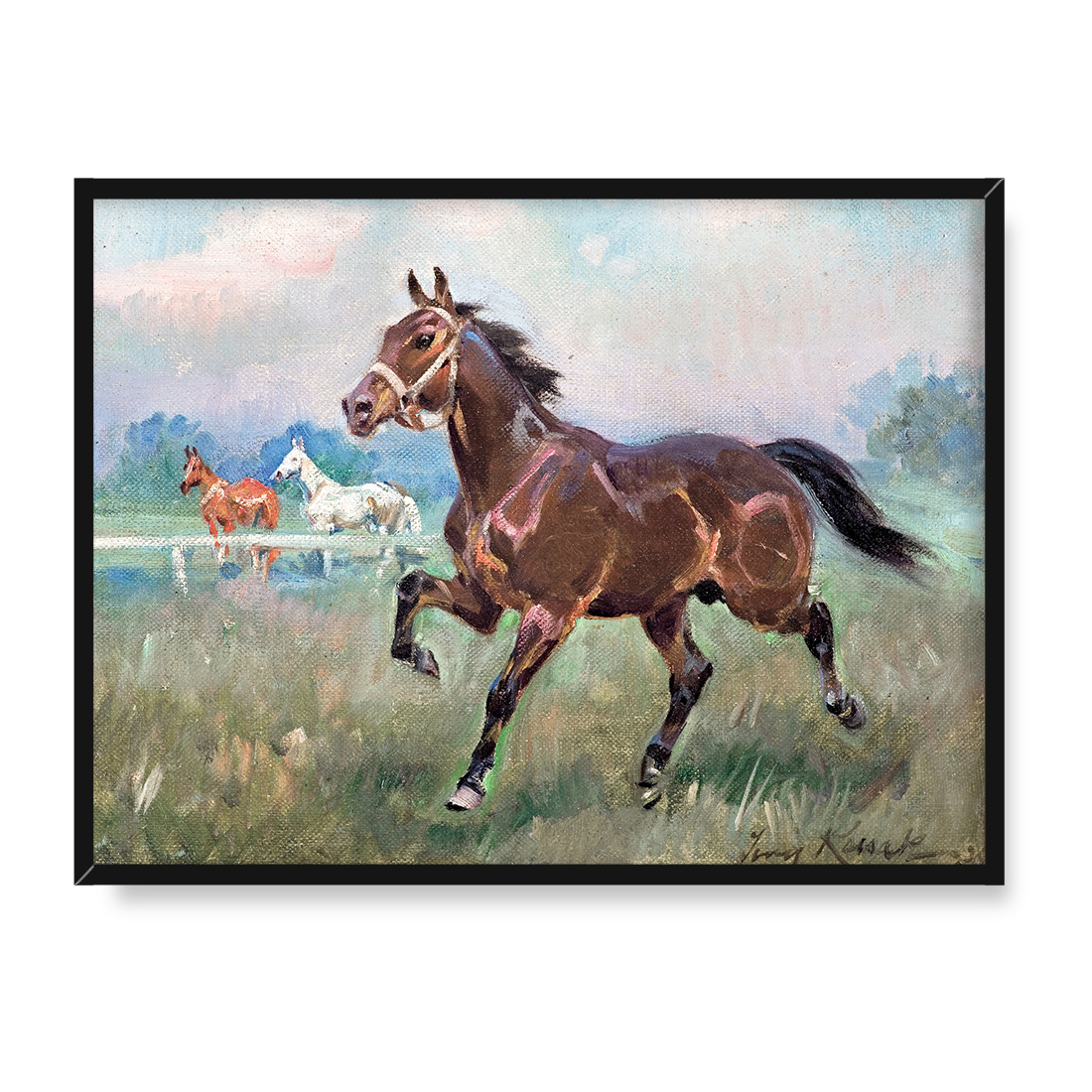 Jerzy Kossak Koń na padoku 30x40
