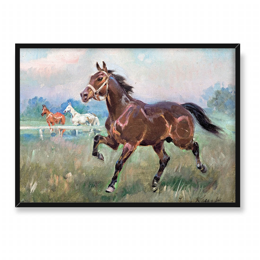 Jerzy Kossak Koń na padoku 70x50