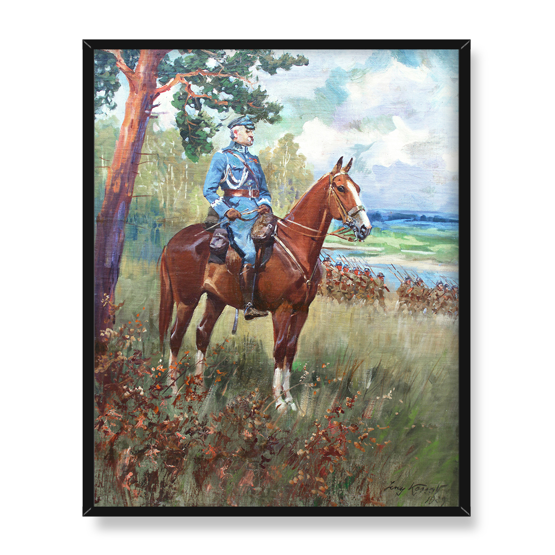 Jerzy Kossak Marszałek Józef Piłsudski na kasztance 40x50