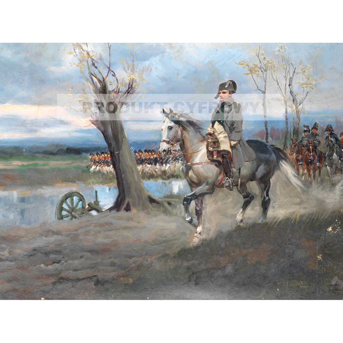 Jerzy Kossak Napoleon na koniu prowadzący swoje wojska — produkt cyfrowy do pobrania