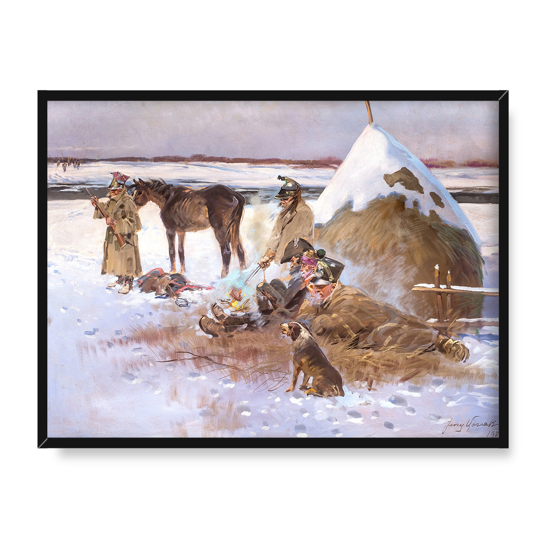 Jerzy Kossak Odpoczynek przy ognisku 30x40