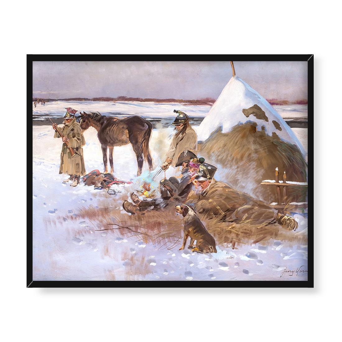 Jerzy Kossak Odpoczynek przy ognisku 50x40 w RAMIE