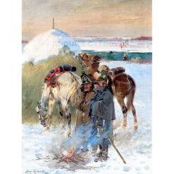 Jerzy Kossak Odpoczynek w powrocie spod Moskwy — produkt cyfrowy do pobrania