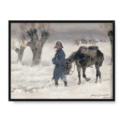 Jerzy Kossak Odwrot podczas kampanii napoleonskiej 30×40 w RAMIE