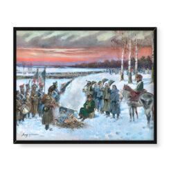 Jerzy Kossak Palenie sztandarów przed Napoleonem 50×40