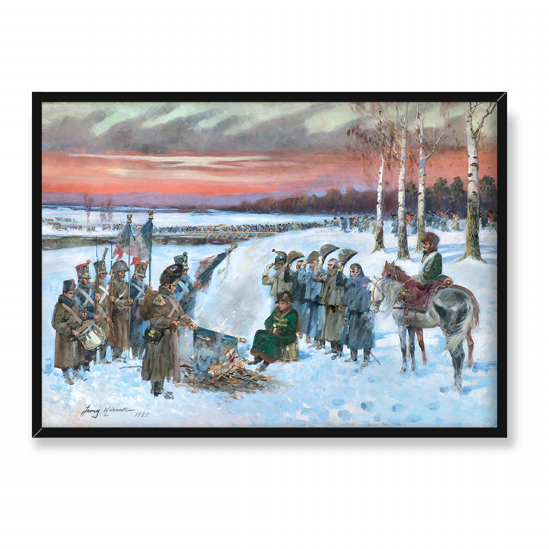 Jerzy Kossak Palenie sztandarów przed Napoleonem 70x50