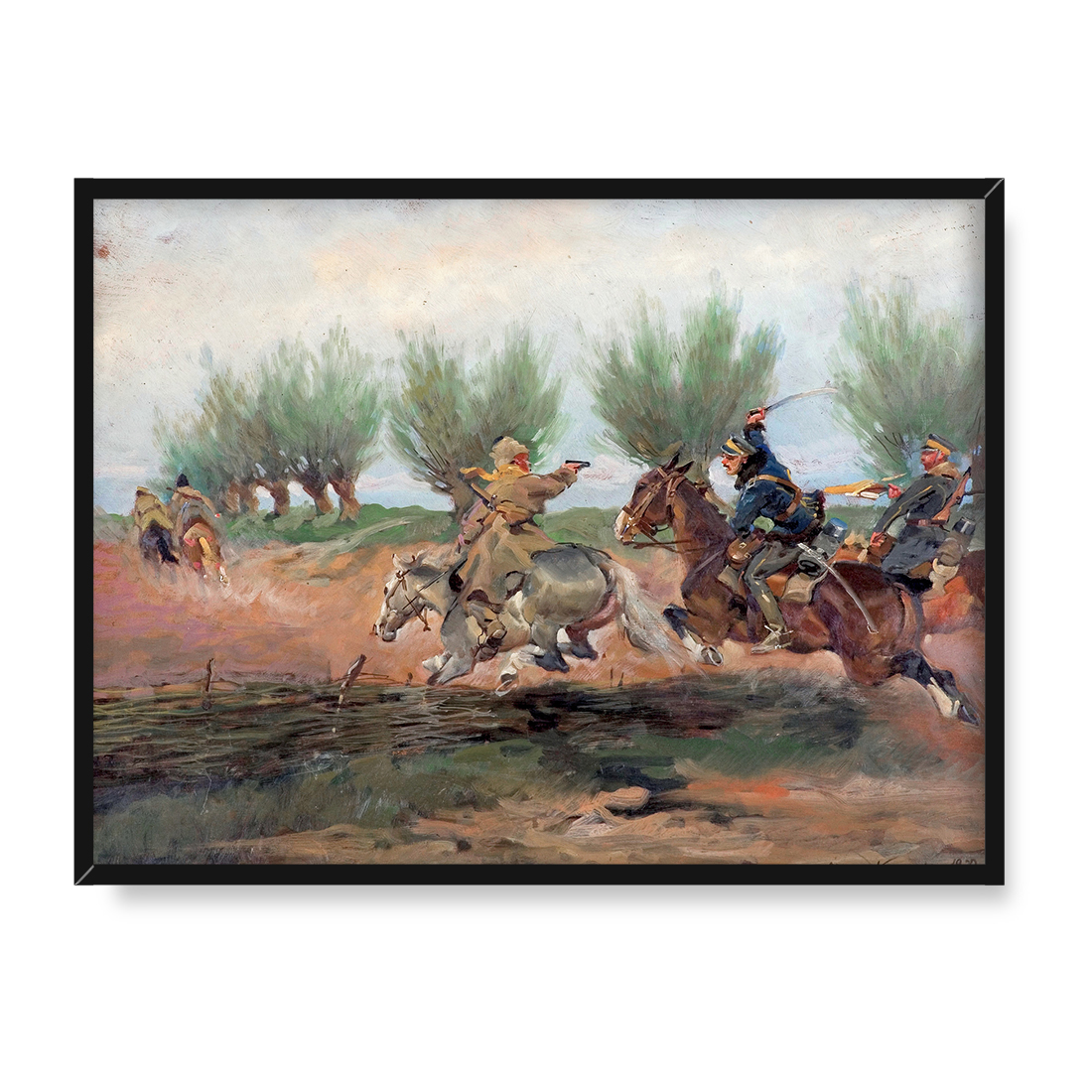 Jerzy Kossak Pogoń za bolszewikami 30x40 w RAMIE