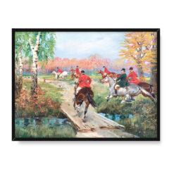 Jerzy Kossak Polowanie par force 30×40 w RAMIE