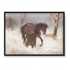Jerzy Kossak Powrót zimą 70×50