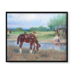 Jerzy Kossak Spotkanie nad rzeką 2 50×40