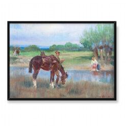 Jerzy Kossak Spotkanie nad rzeką 2 70×50