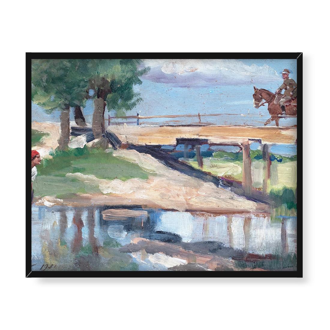 Jerzy Kossak Spotkanie nad rzeką 50x40