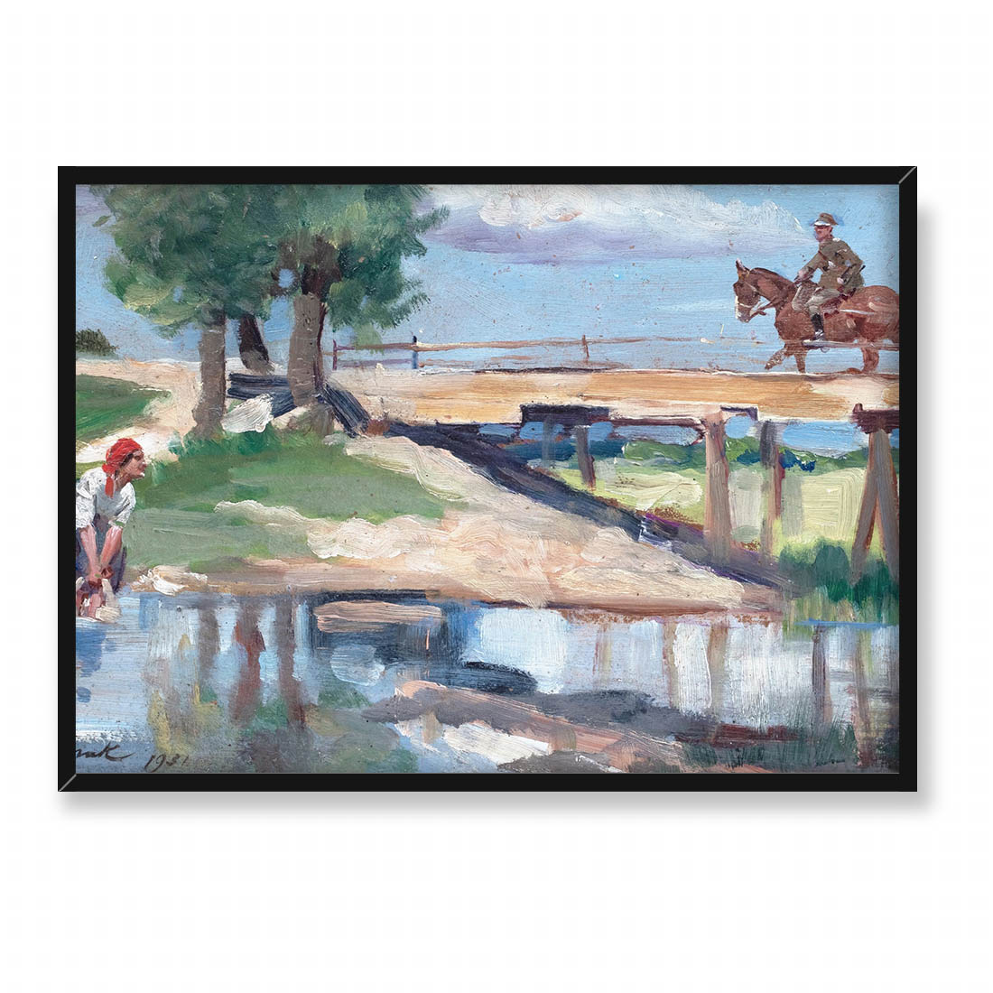 Jerzy Kossak Spotkanie nad rzeką 70x50