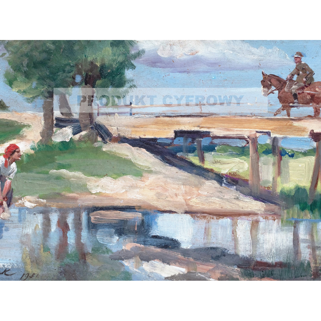 Jerzy Kossak Spotkanie nad rzeką — produkt cyfrowy do pobrania