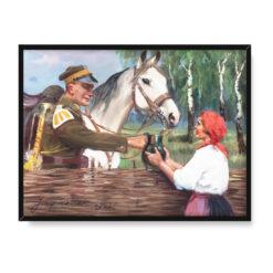 Jerzy Kossak Ułan z dziewczyną 30×40