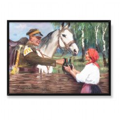 Jerzy Kossak Ułan z dziewczyną 70×50