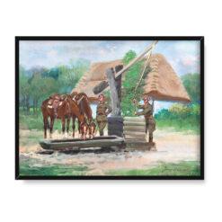 Jerzy Kossak Ułani przy studni 30×40