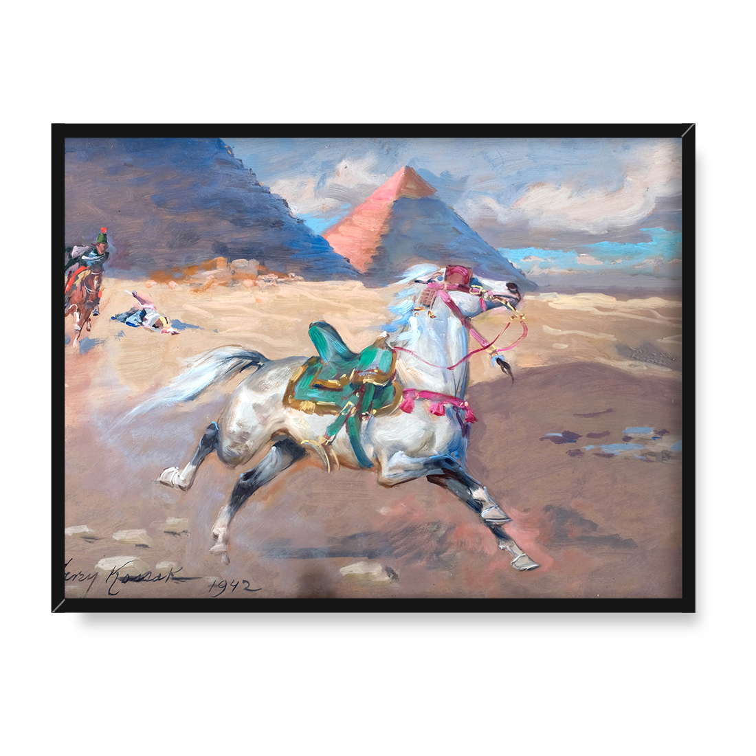 Jerzy Kossak Ucieczka Bachmata 30x40 w RAMIE