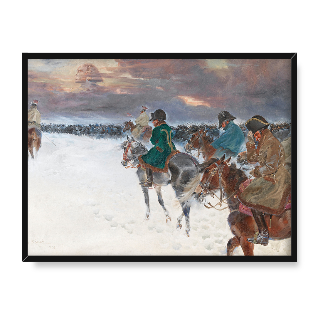 Jerzy Kossak Wizja Napoleona podczas odwrotu z Moskwy 30x40 w RAMIE