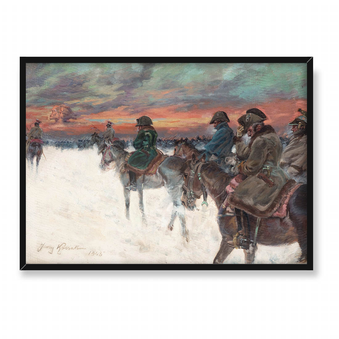 Jerzy Kossak Wizja Napoleona w odwrocie spod Moskwy 70x50