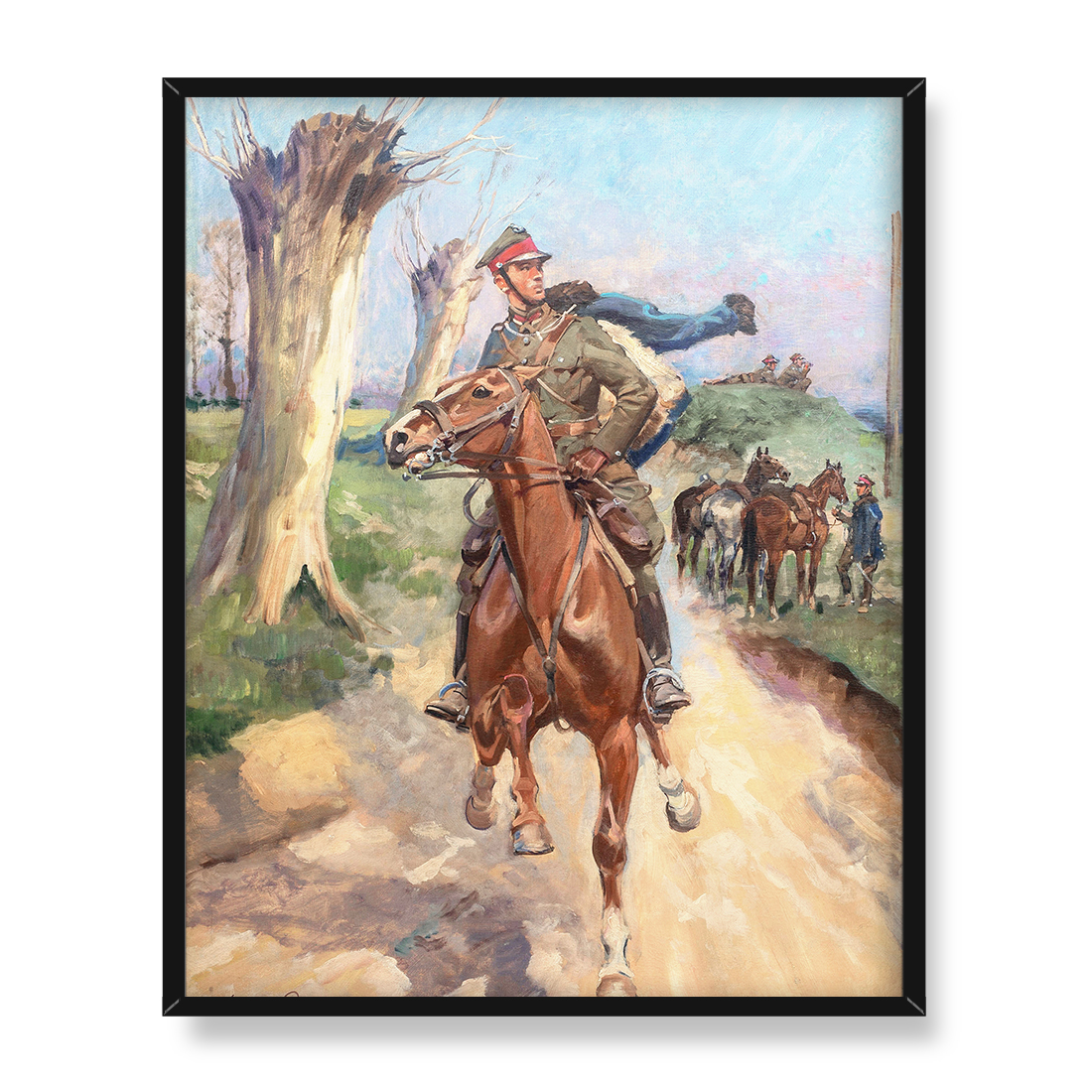 Jerzy Kossak Zwiad ułański 40x50 w RAMIE