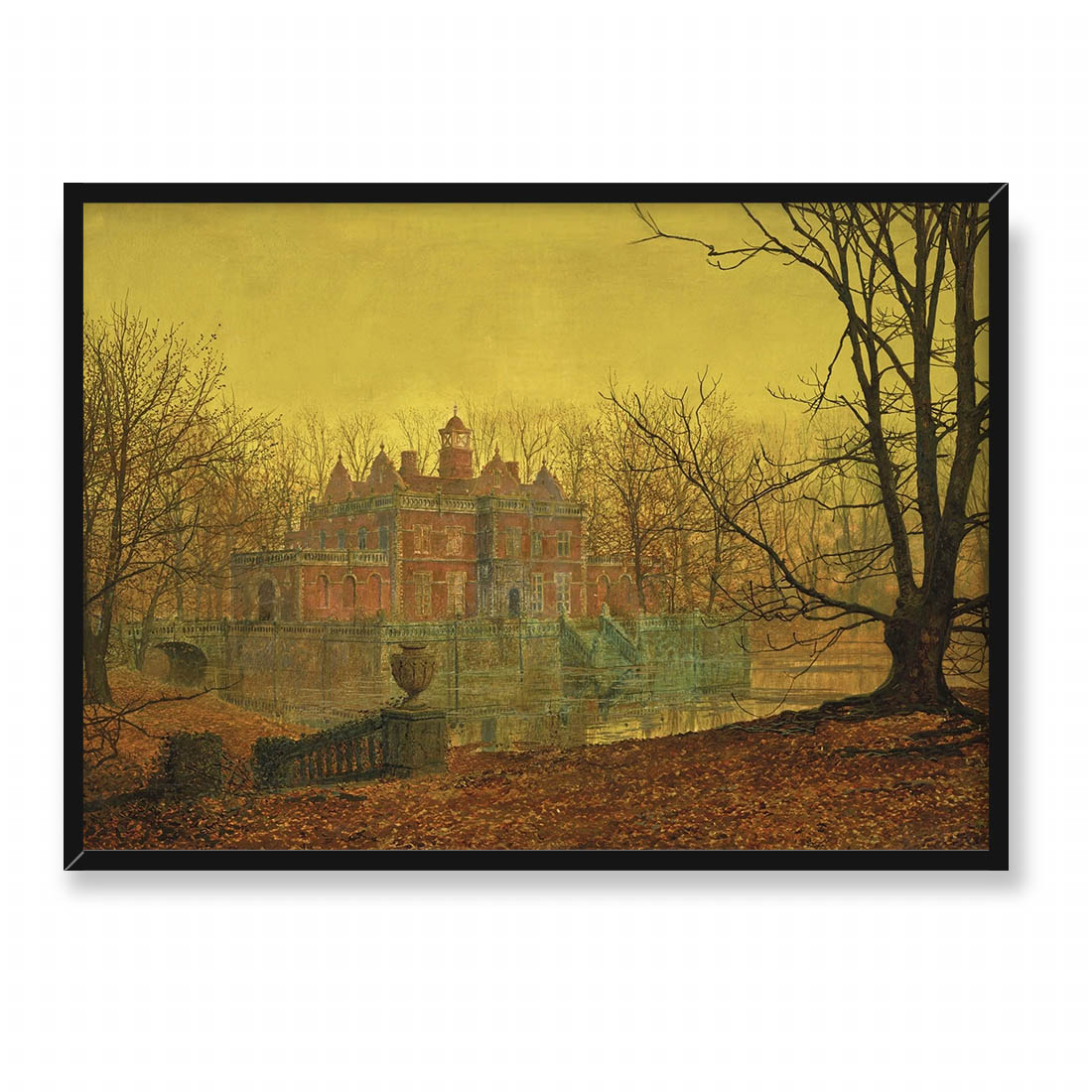 John Grimshaw Dom w Yorkshire otoczony fosą 70x50