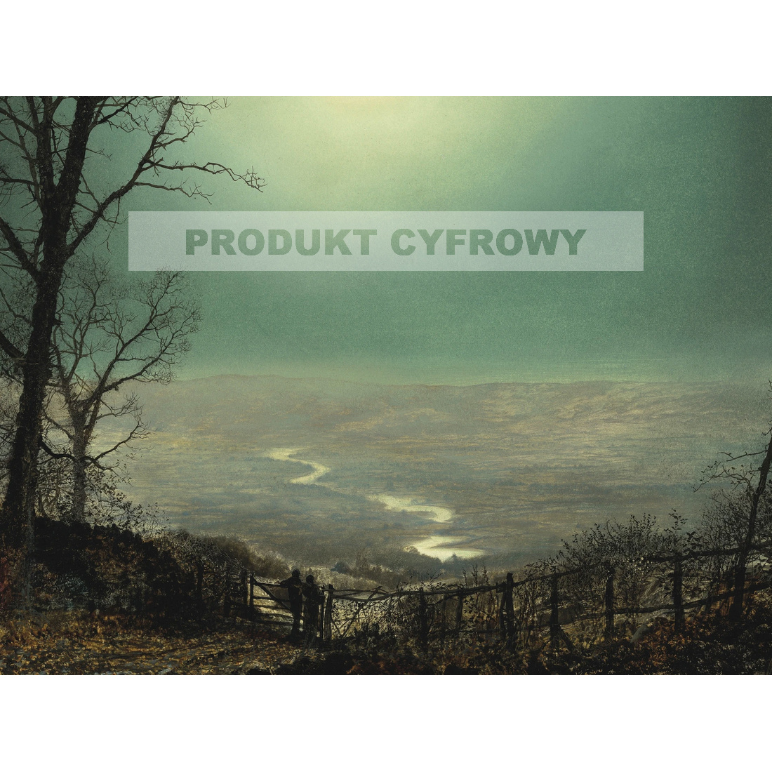 John Grimshaw Księżycowa noc w Wharfedale — produkt cyfrowy do pobrania