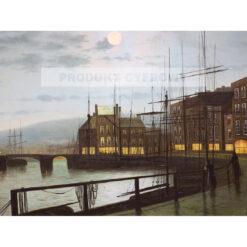 John Grimshaw Scena w porcie o zmierzchu — produkt cyfrowy do pobrania