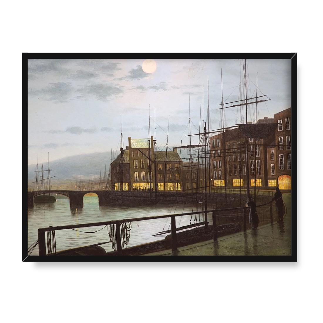 John Grimshaw Scena w porcie o zmierzchu 30x40 w RAMIE