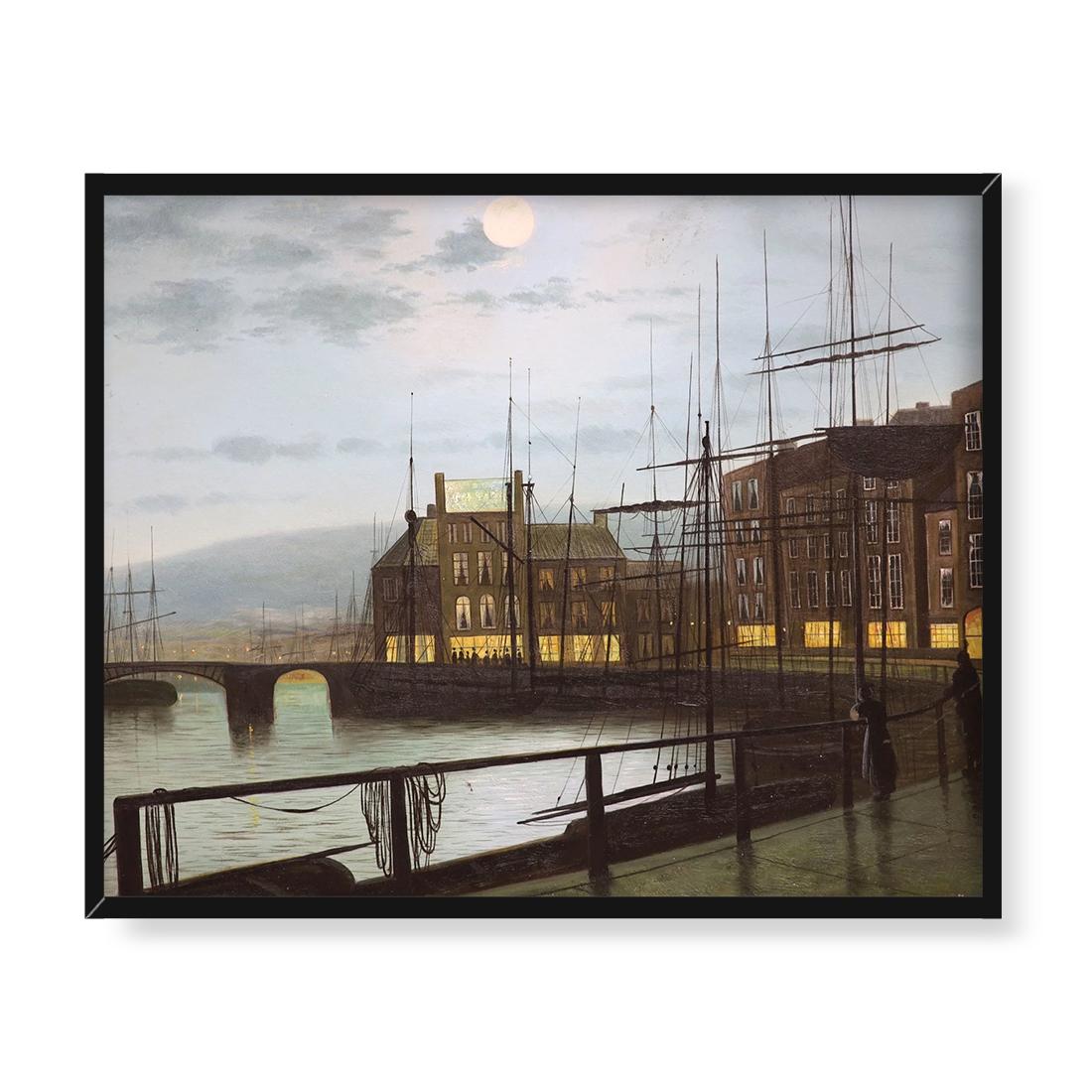 John Grimshaw Scena w porcie o zmierzchu 50x40 w RAMIE