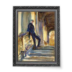 John Singer Sargent Sir Neville Wilkinson na schodach palladiańskiego mostu w Wilton House wydruk na płótnie 50×70