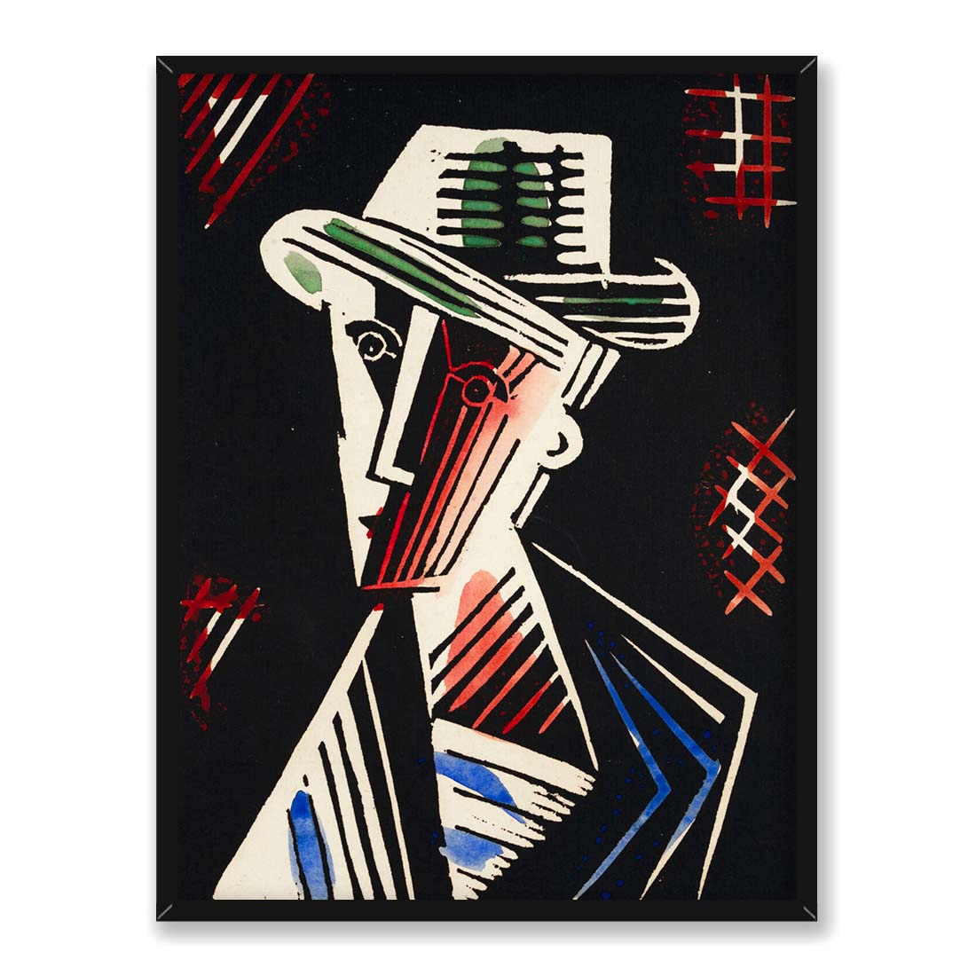 Josef Capek Głowa mężczyzny w kapeluszu 30x40 w RAMIE