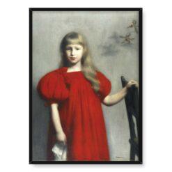 Józef Pankiewicz Portret dziewczynki w czerwonej sukience 50×70