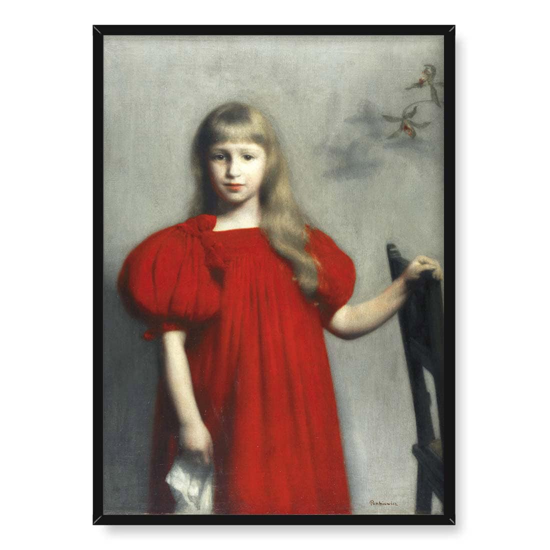 Józef Pankiewicz Portret dziewczynki w czerwonej sukience 50x70