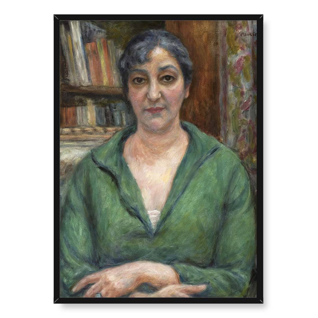 Józef Pankiewicz Portret żony w zielonym swetrze 50x70