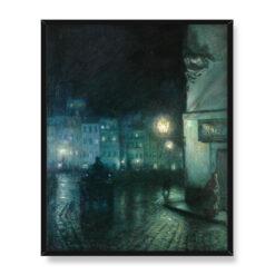 Józef Pankiewicz Rynek Starego Miasta w Warszawie nocą 40×50