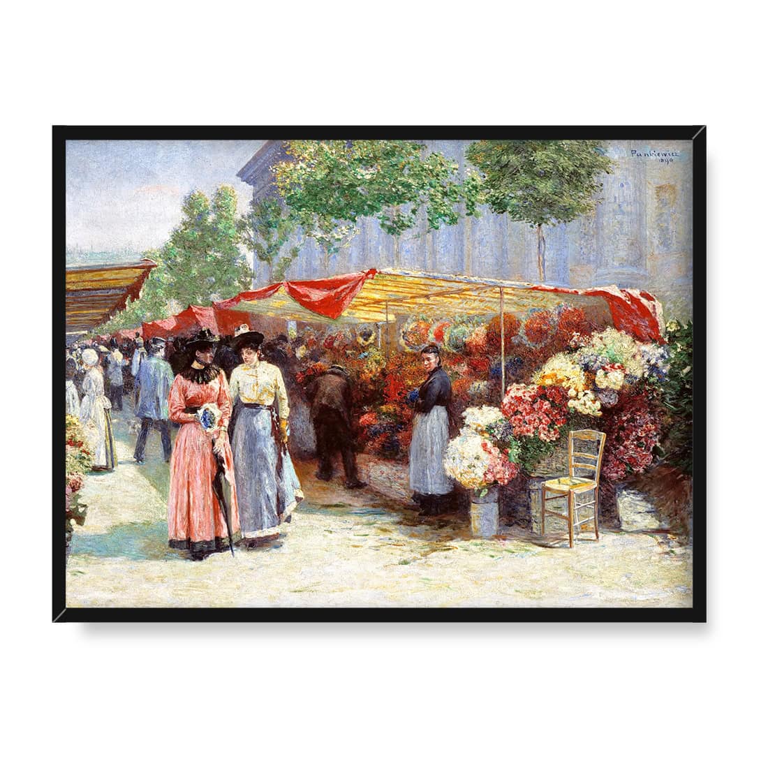 Józef Pankiewicz Targ na kwiaty w Paryżu 40x30 w RAMIE