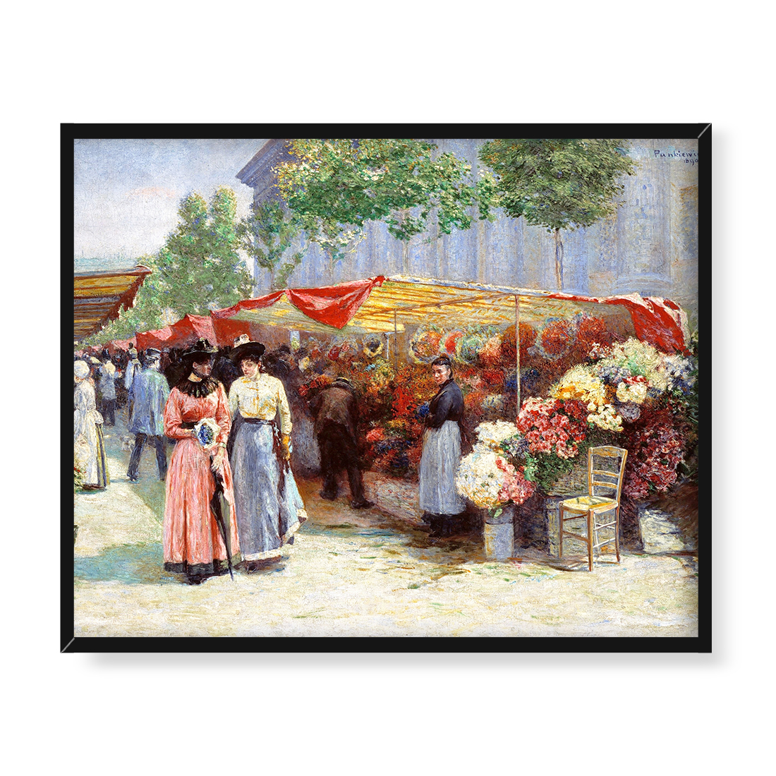 Józef Pankiewicz Targ na kwiaty w Paryżu 50x40 w RAMIE