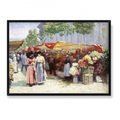 Józef Pankiewicz Targ na kwiaty w Paryżu 70×50
