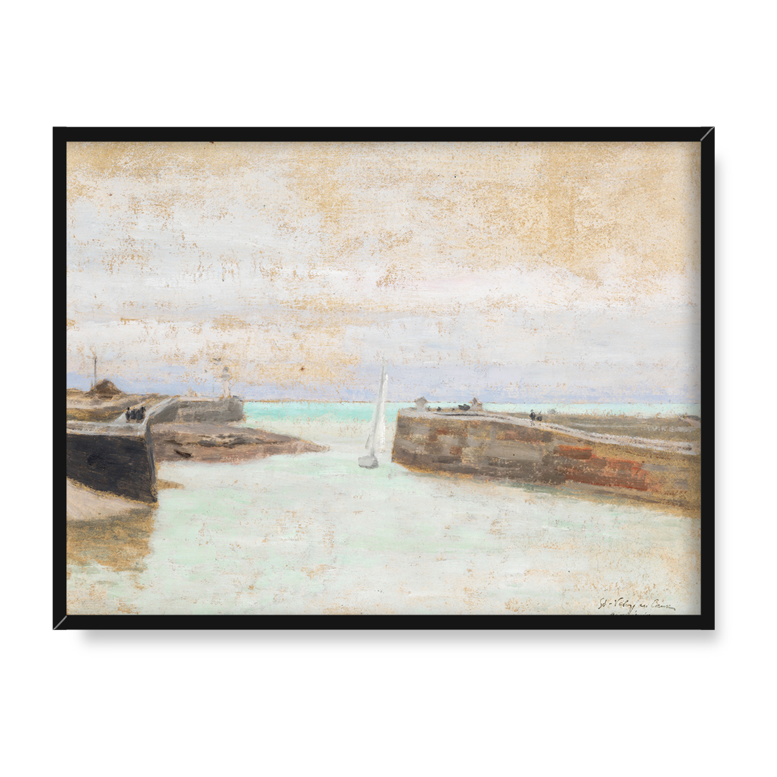 Józef Pankiewicz Wejście do portu w St Valery-en-Caux 40x30 w RAMIE