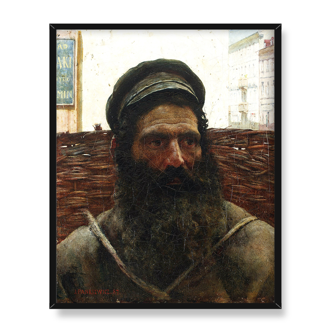 Józef Pankiewicz Żyd z koszem 40x50 w RAMIE