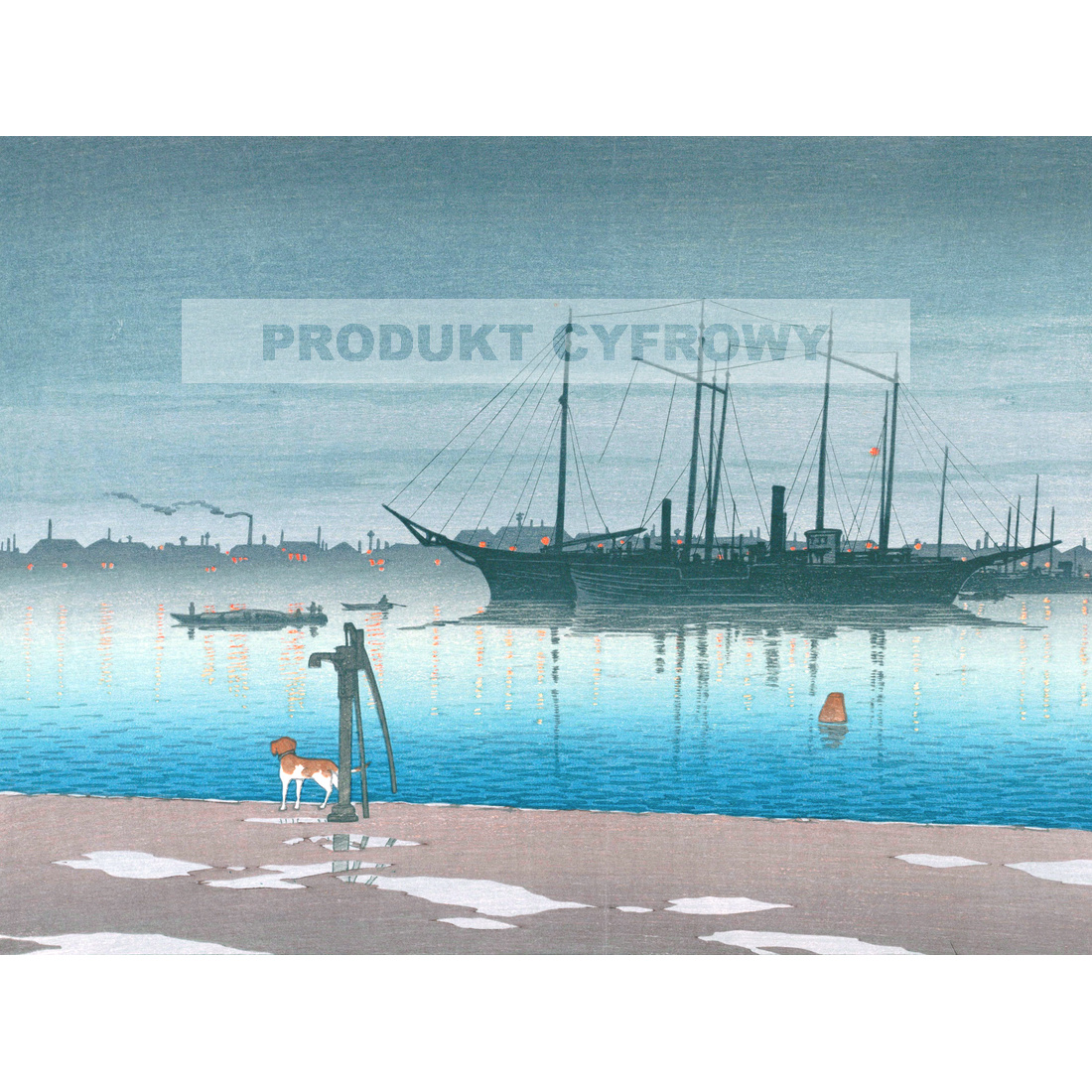 Kawase Hasui Akashicho po deszczu — produkt cyfrowy do pobrania